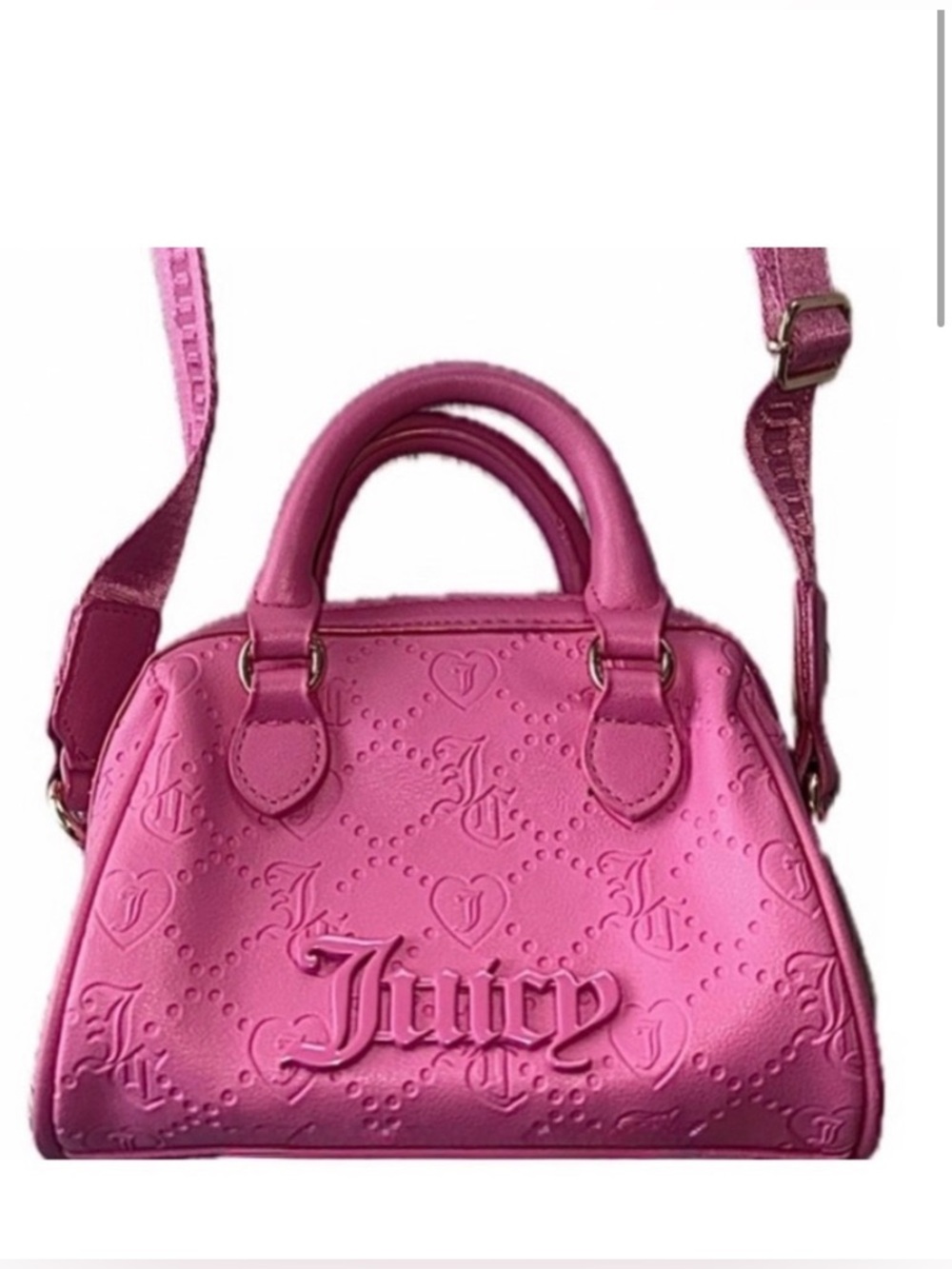 Juicy Couture Y2K Semi Charmed Mini Satchel Crossbody Top Handle Bag in Hot Pink